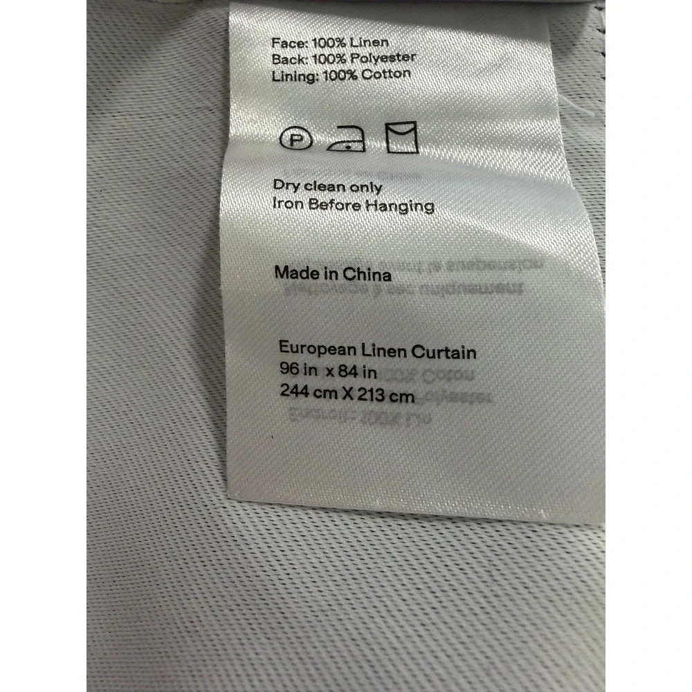 Quince European Linen True Blackout Curtain White Single Panel 98